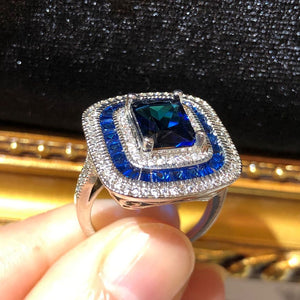 The Art Deco Style Ring - Sapphire Colour