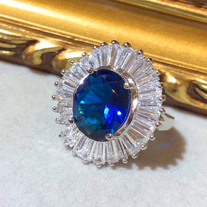 The Art Deco Royal Style Ring - Sapphire Colour