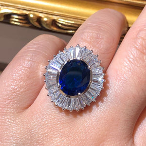 The Art Deco Royal Style Ring - Sapphire Colour