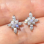 Tiviss Sparkling Snowflake Pierced Stud Earrings