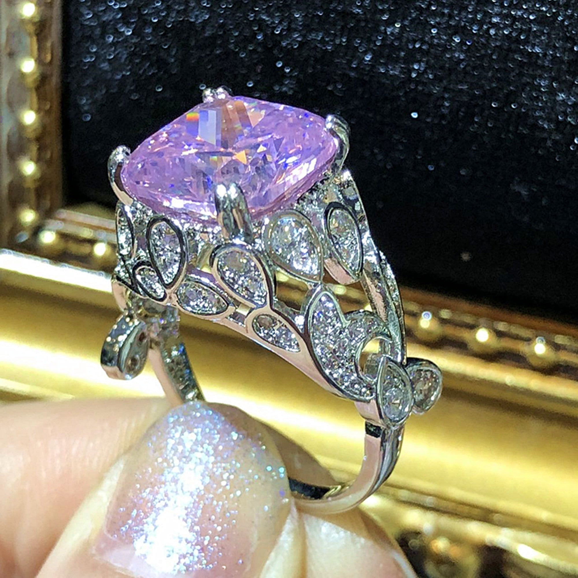 The Pave Pink Diamond Ring