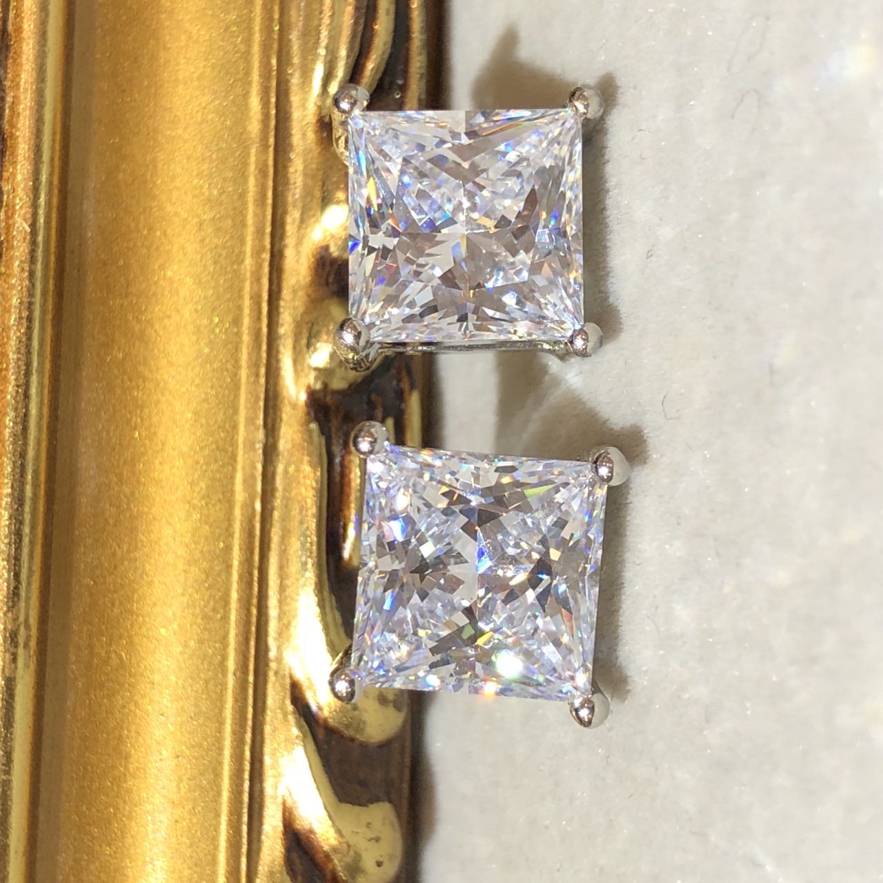 Tiviss Signature Square Princess Cut Stud Earrings