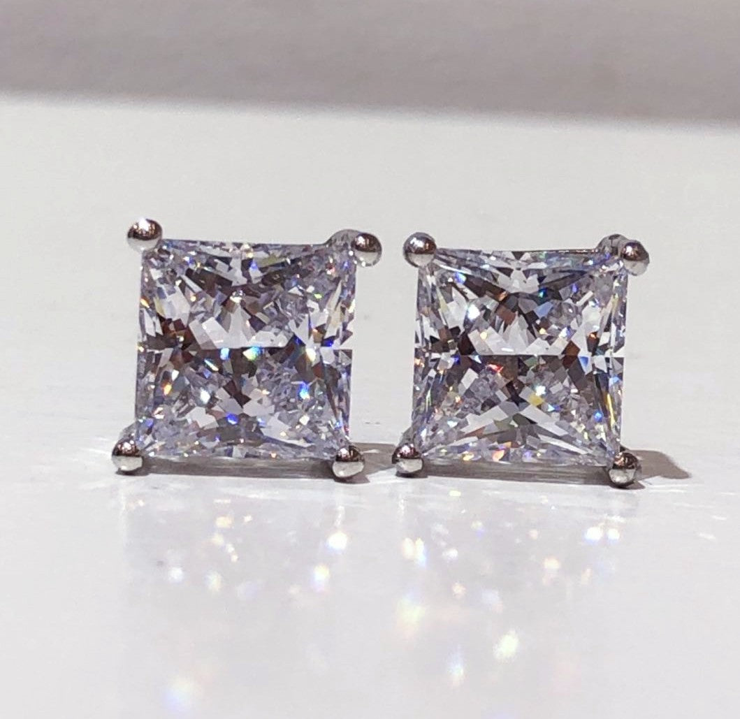 Tiviss Signature Square Princess Cut Stud Earrings