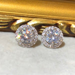 Tiviss Hallow Style Round Brilliant Cut Stud Earrings
