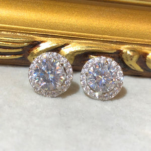 Tiviss Hallow Style Round Brilliant Cut Stud Earrings