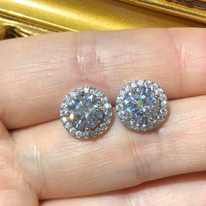Tiviss Hallow Style Round Brilliant Cut Stud Earrings