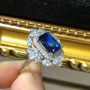 Tiviss Bluebell Blue Crystal Ring - Sapphire Colour