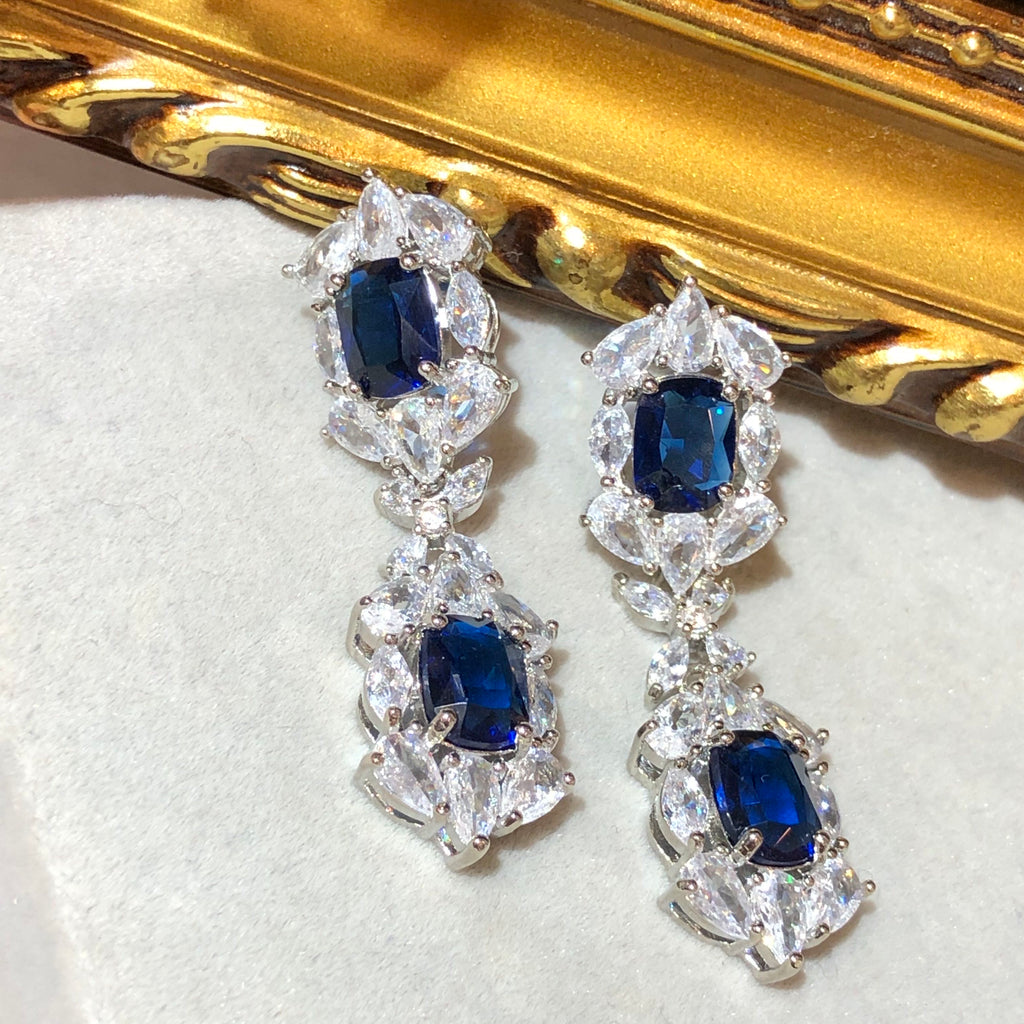 Tiviss The Blue Star Sapphaire Blue Crystal Earrings