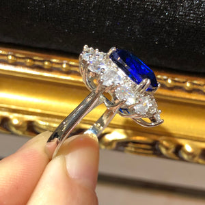 Tiviss Candytuft Blue Crystal Adjustable Ring - Sapphire blue