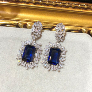 Tiviss The Canna Lily Crystal Earrings - Sapphire Blue