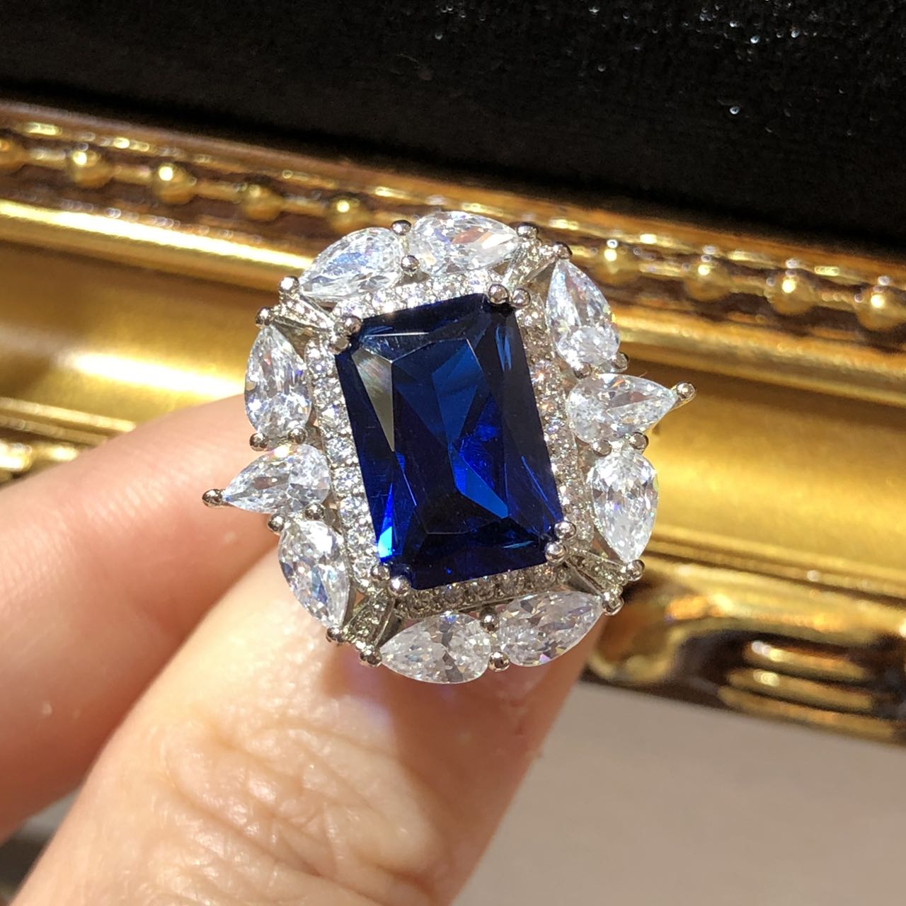 Tiviss Art Deco Roma Ring - Sapphire Blue Colour