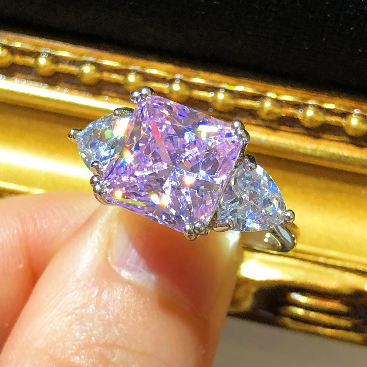 Tiviss Pink Lilac Princess Cut Ring
