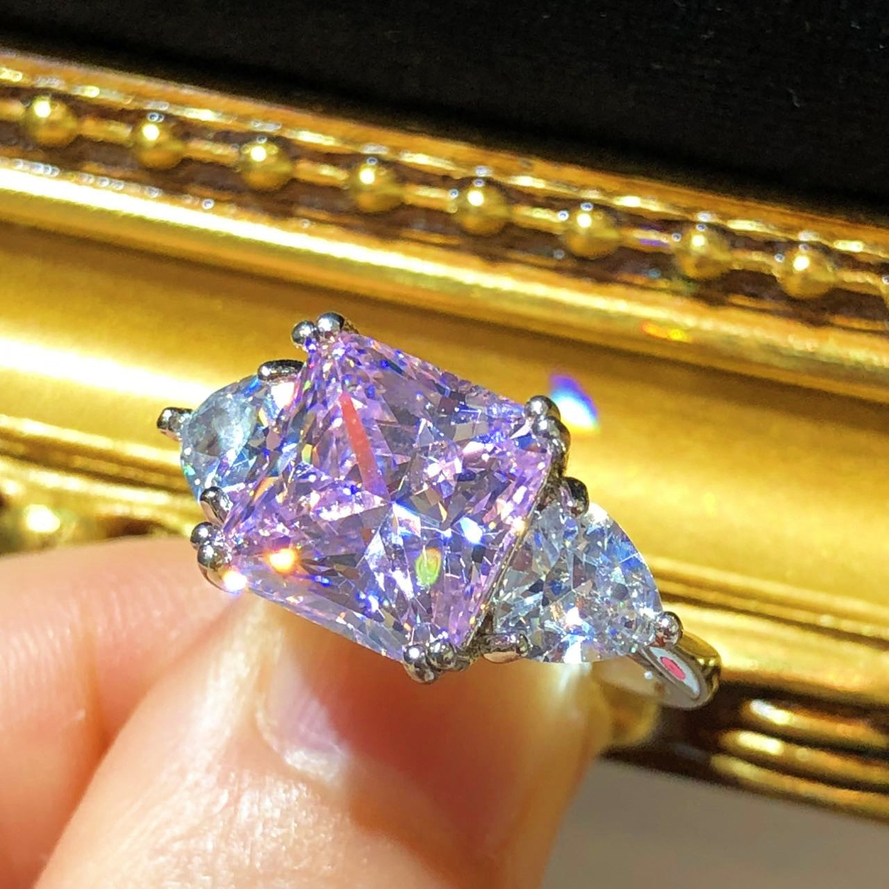 Tiviss Pink Lilac Princess Cut Ring